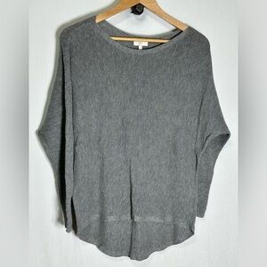Joie Grey Ribbed Knit Dolman Sleeve High Low Pullover Sweater Womens XS